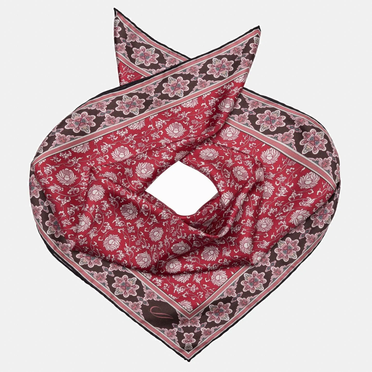 Caserta - Hand Rolled Silk Neckerchief - Red